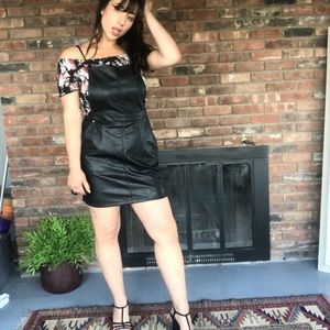 Black leather dress/overall